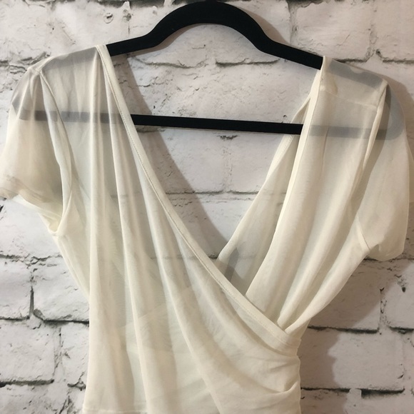 Forever 21 | White Sheer Surplice Bodysuit - Picture 4 of 6